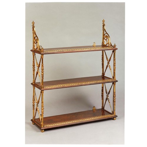 Regency Ormolu-Mounted Rosewood Tiered Hanging Shelves in The Style of McLean